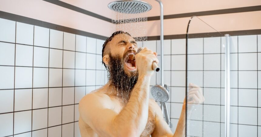 Person with diabetes showering